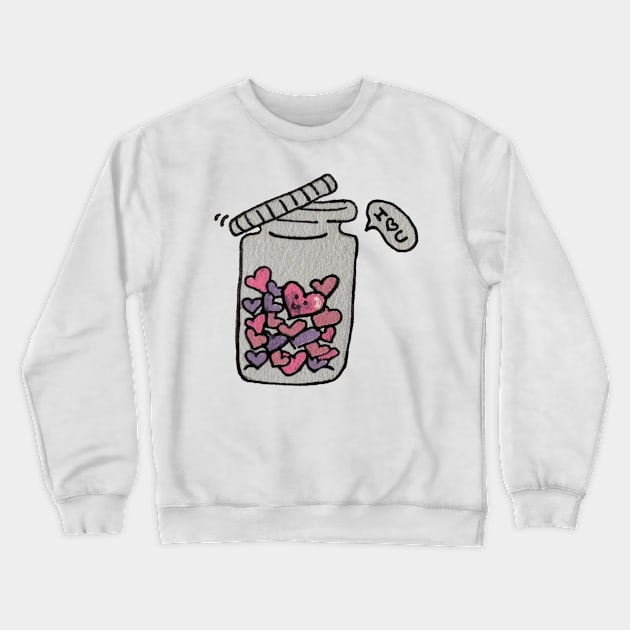 Love hearts in a jar Crewneck Sweatshirt by DaretoDream